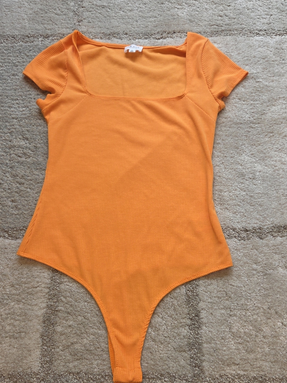 Le Lis Orange Ribbed Square Neck Bodysuit